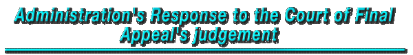 Administration's Response to the Court of Final Appeal's judgement